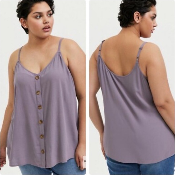 torrid Tops - Torrid Womens Rayon Crepe Button-Front Cami Size 1X (14/16)